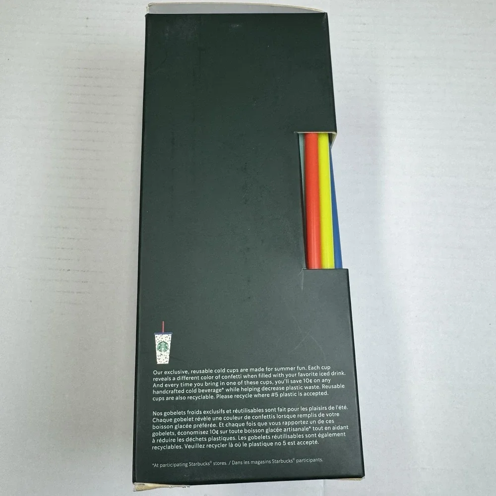 Starbucks Summer 2021 Color Changing 5 pack Confetti 24oz Cold Cups Reusable-NEW